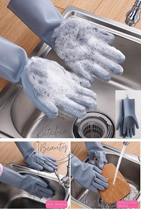 Kitchen Beauty Magic Gloves Sihirli Bulaşık Eldiveni Mutfak Banyo Temizleme Fırçası Oto Ev iş Pratik