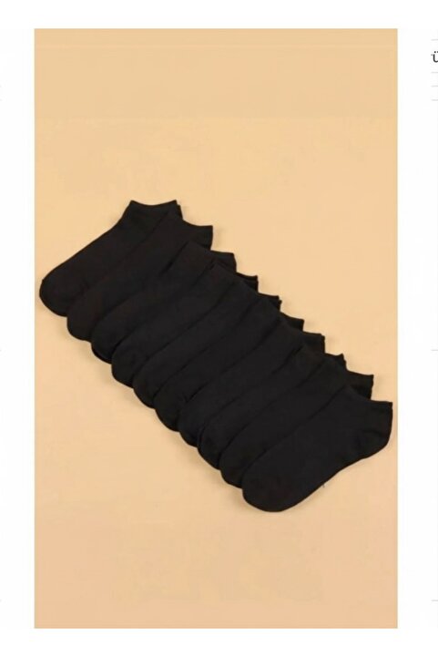 Sky Socks 10 Çift Siyah Patik Ekonomik Paket Unisex Kısa Spor Sneakers Çorap