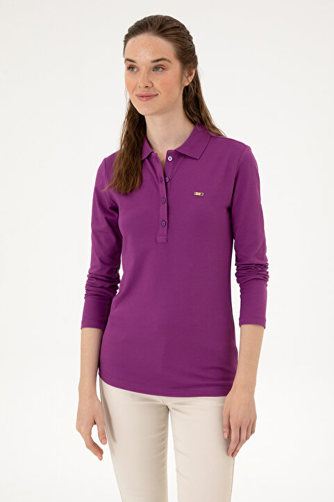 U.S. Polo Assn. Kadın Menekşe Basic Polo Yaka Sweatshırt 50313593-VR037