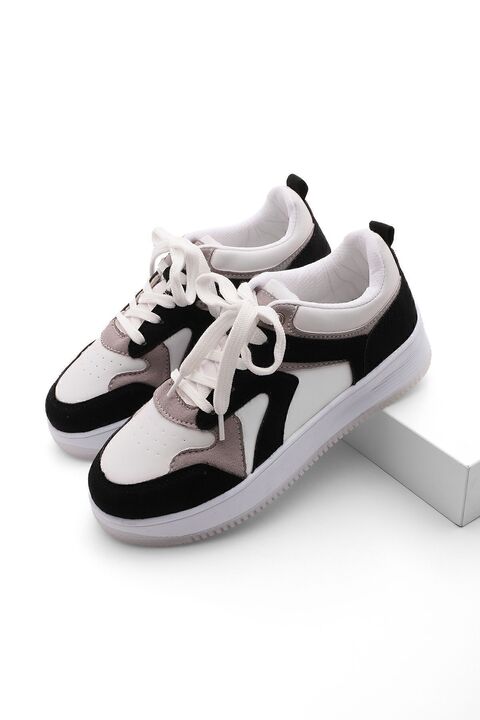 Marjin Kadın Sneaker Yüksek Taban Spor Ayakkabı Aryan Siyah