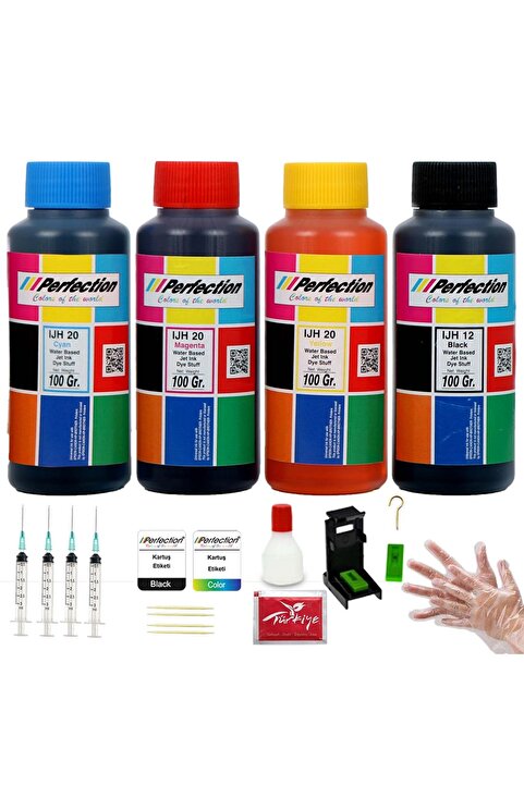 Perfection Hp DeskJet Plus Ink Advantage 653 Renkli ve Siyah Kartuş Uyumlu  Dolum Seti 4X100 gr.