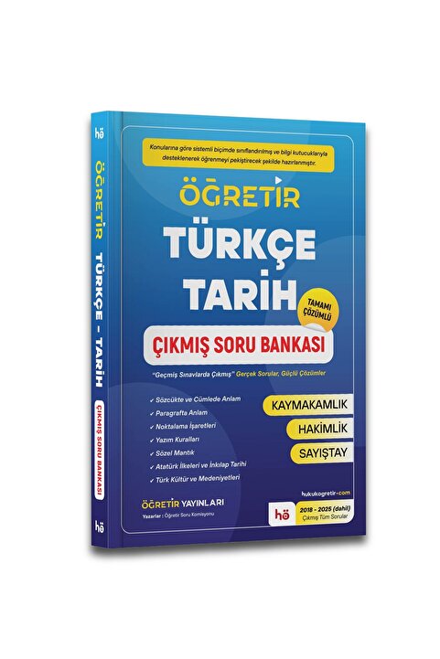 hukuk öğretir Türkçe - Tarih 2026 Çıkmış Soru Bankası - Kaymakamlık - Sayıştay - Hakimlik Sınav Soruları