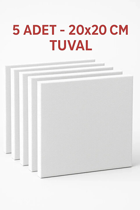 arzuönler 20x20 cm 5 Adet Astarlı Tuval Seti - Pamuklu Akrilik ve Yağlı Boya Resim Tuvali -Çocuk Hobi Etkinlik