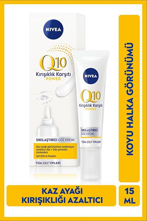 NIVEA Q10 Kırışıklık Karşıtı Göz Bakım Kremi 15ml, Şişkinlik,Koyu Halka Görünümü,Hyaluronik Asit,Kreatin