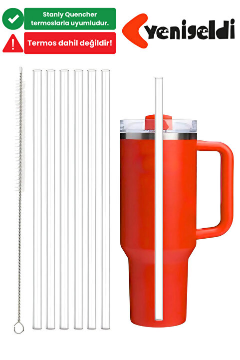 Genel Markalar 6 Adet 30 cm Stanly Quencher Uyumlu TRİTAN Pipet Ve 1 Adet Temizleme Fırçası