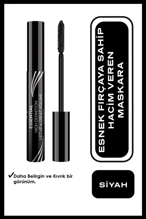 Golden Rose Essential High Definition and Liftup and Great Volume Mascara - Black - Lift Up Ekstra Hacim Veren Maskara