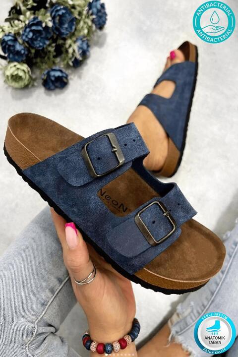 neon shoes Madrid Unisex Ortopedik Tabanlı Terlik Çift Bantlı Tokalı Günlük Rahat Ev & Dışarı Terliği