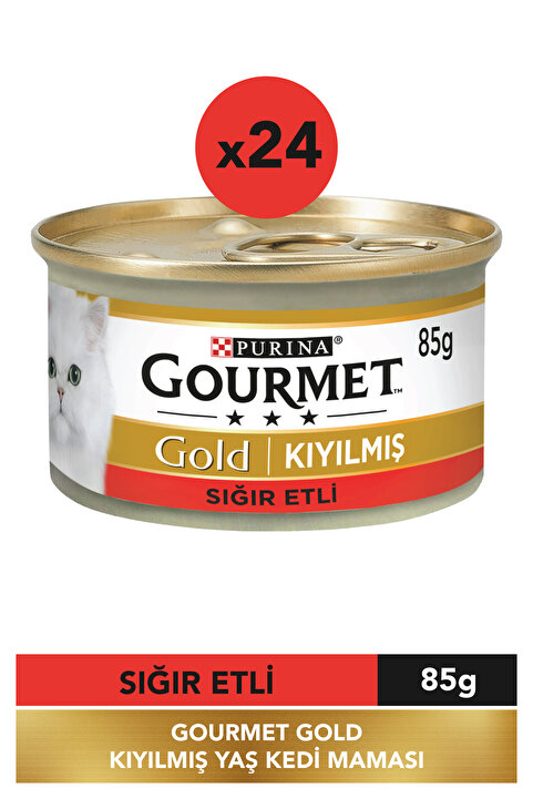 Gourmet Kıyılmış Sığır Etli Kedi Konservesi 85 gr 24 Adet