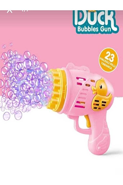 Genel Markalar Duck Baloncuk Tabancası Köpük 23 Halkalı Pilli Baloncuk Köpük Tabancası - Duck Bubbles Gun Pembe