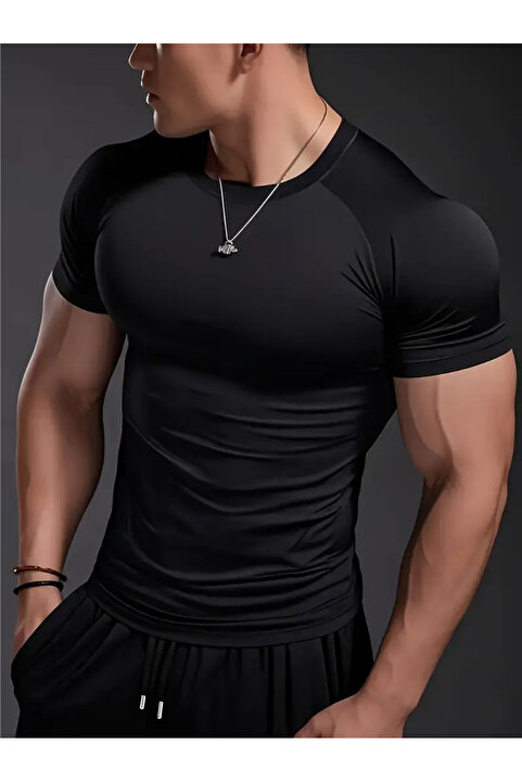 Genel Markalar Compression Kısa Kol Fitness Body Gym Body Sporcu Kısa Kol Fitness Body Siyah