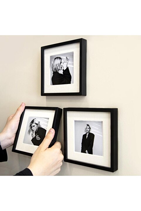 Nobbystar Yapışkanlı Sök-Tak Paspartulu Siyah 14x14cm POLA Kare Fotoğraf Çerçevesi - 3'lü Paket