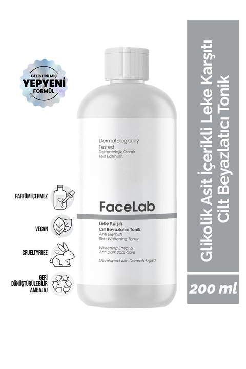 FaceLab Glikolik Asit %6 Tonik – Leke Karşıtı, Cilt Aydınlatıcı & Beyazlatıcı Bakım | Yüz Toniği | Gözenek Toniği | Akne Toniği | Sebum Dengeleyici Tonik | Arındırıcı Tonik | Siyah Nokta Toniği | BHA Tonik