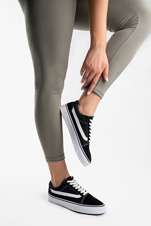 Cochines Kadın Erkek Siyah Beyaz Keten Spor Ayakkabı Sneaker