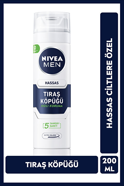 NIVEA MEN Erkek Tıraş Köpüğü 200ml, Hassas Ciltler, Hızlı Koruma, Rahatlatıcı, Konforlu Tıraş Deneyimi