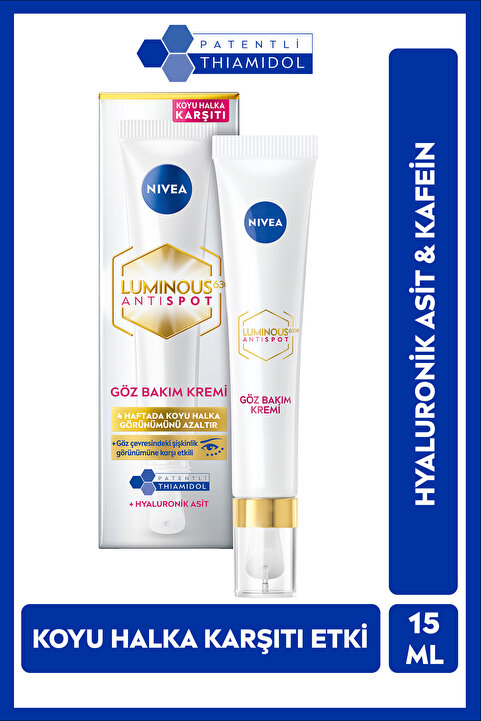 NIVEA Luminous630 Koyu Halka Karşıtı Göz Bakım Kremi 15 ml,Nemlendirici,Thiamidol,Hyaluronik Asit