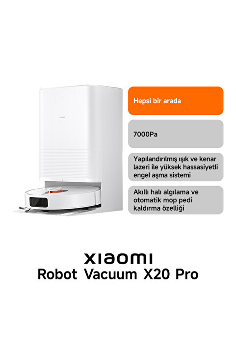 Xiaomi Robot Vacuum X20 Pro Akıllı Robot Süpürge + Mop (Türkiye Garantili)