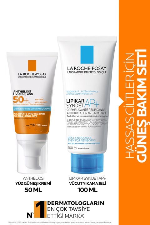 La Roche Posay Hassas Ciltler için Güneş Koruyucu Cilt Bakım Seti: Anthelios Güneş Kremi 50ML&Lipikar Syndet 100ML