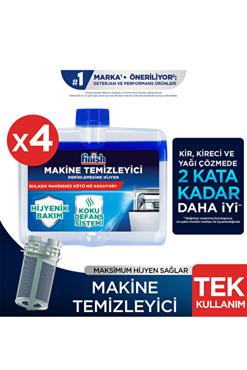 Finish Bulaşık Makinesi Temizleyici Sıvı 250 ml x 4