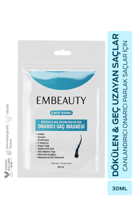 Embeauty 9 Aktifli Aşırı Yıpranmış Ve Dökülen Saçlar Için Hızlı Saç Uzatan Besleyici Onarıcı Saç Maskesi