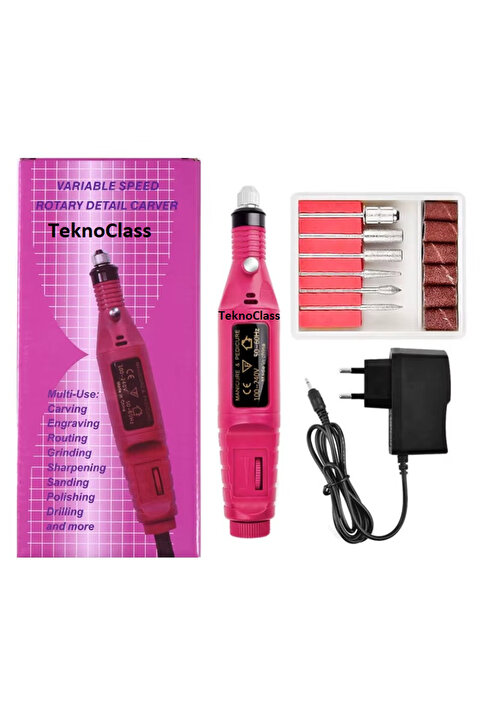 TeknoClass Elektrikli Tırnak Törpü Seti Manikür Pedikür Protez Tırnak Ayak Nasır Ve Mantar Temizleme Makinesi