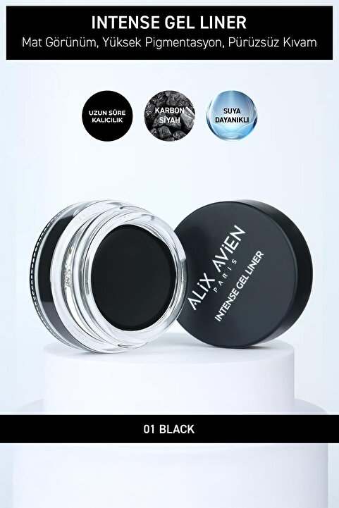Alix Avien Yüksek Pigmentli Suya Dayanıklı Uzun Süre Kalıcı Mat Jel Eyeliner - Intense Gel Liner 01 Black