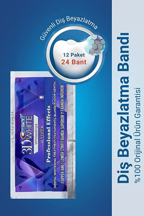 CREST 3d Whitestrips Dental Whitening Diş Beyazlatma Bantları 12 Paket (24 Bant)