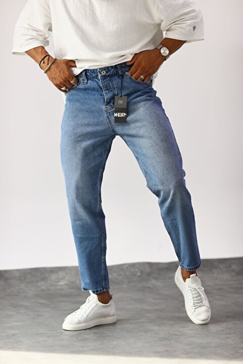 MADZEYMODA Boyfriend Erkek Mavi Jean Kot Pantolon