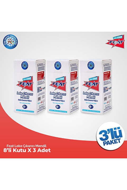 Feat Leke Çıkarıcı Mendil -8'li 3 kutu (24 adet Mendil)