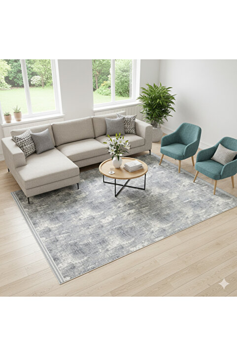 WOOF HOME Modern Pamuklu Halı Örtüsü Savan 6m2 (200*300cm) - 12m2(300*400cm) Dokuma Lastiksiz