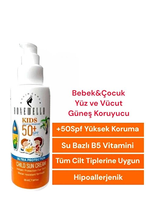ROXEWELLA Çocuk & Bebek Güneş Kremi 50spf Leke Karşıtı Yüksek Koruma 50 ml