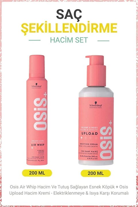 Osis Esnek Köpük 200 ml+Osis Upload 200ml Hacim Kremi