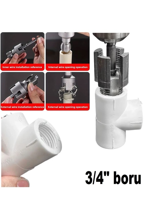 Depolife PPRC Pvc Boru Diş açma Aparatı Tamir Onarım Montaj için 3/4" Matkap Adaptörlü Tesisatcı Rayba Klavuz