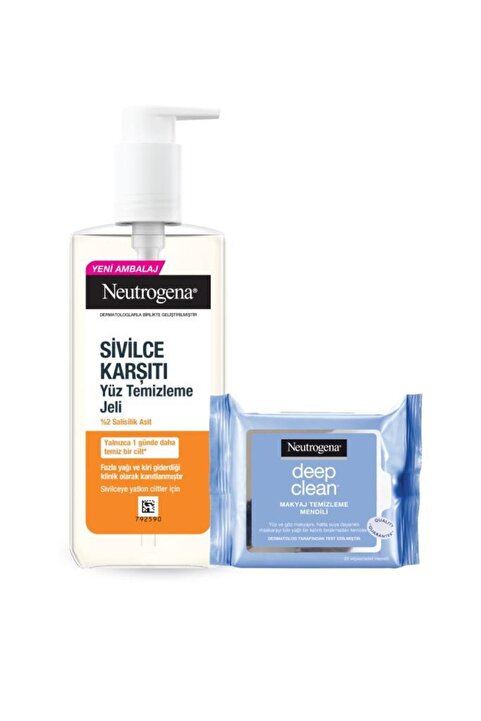 Neutrogena Karşıtı Temizleme Jeli 200 ml + Deep Clean Makyaj Temizleme Mendili 25 adet