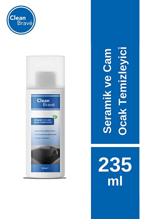 CleanBrave Seramik ve Cam Ocak Yüzey Temizleyici İnox Ocak Yağ ve Kireç Çözücü Bakım Kremi 235ML