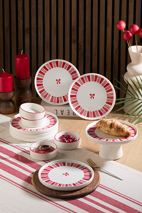 Kitchen Life Handmade 11 Parça Ribbon Ayaklı Sunum Standlı Kahvaltı Takımı - Kurdelalı Kahvaltı Takımı