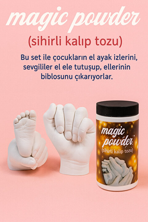 Eymen Hobi Magic Powder Bebek Sevgili El Ayak İzi Çıkarma Kiti Taş Tozu Hediyeli
