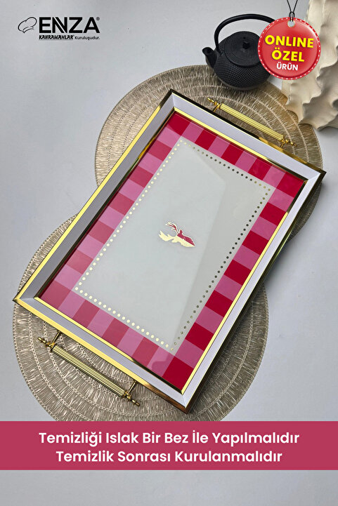 Enza Modern Çay Kahve Kahvaltılık Ve Sunum Tepsisi 48x29 CM
