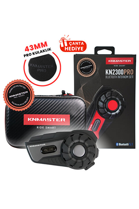 Knmaster KN2300 PRO Motosiklet Kask İnterkom Bluetooth Intercom Kulaklık Seti Gri