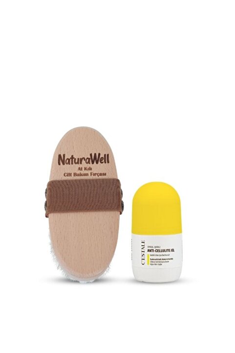 Naturawell Selülit Ve Çatlak Önleyici Masaj Jeli Ve At Kılı Vücut Fırçası Ikili Set