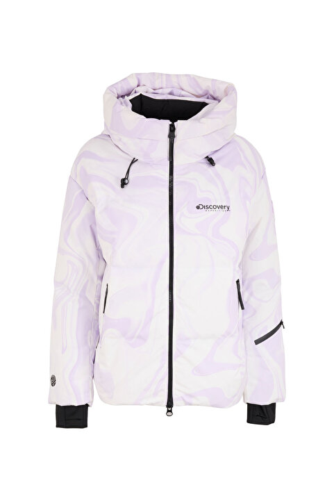 Discovery Expedition Beyaz-Lila Kadın Desenli Kayak Montu D4WL-MNT3184