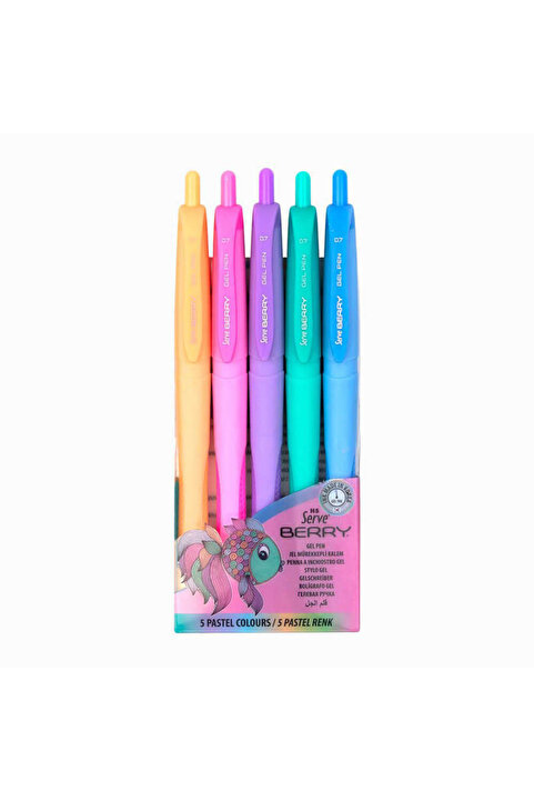 Serve Berry Jel Mürekkepli Kalem 0.7 mm Pastel Renkli 5li Set
