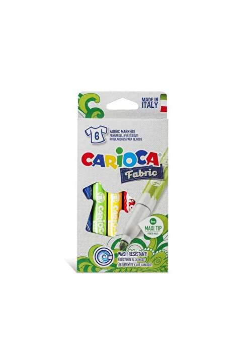 Carioca Keçeli Jumbo Kumaş Boya Kalemi Fine 6'lı Tekstil Kalemi (KUMAŞ BOYANABİLİR)