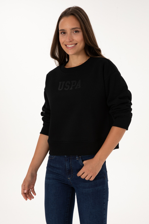 U.S. Polo Assn. Kadın Siyah Bisiklet Yaka Basic Sweatshirt 50307752-VR046