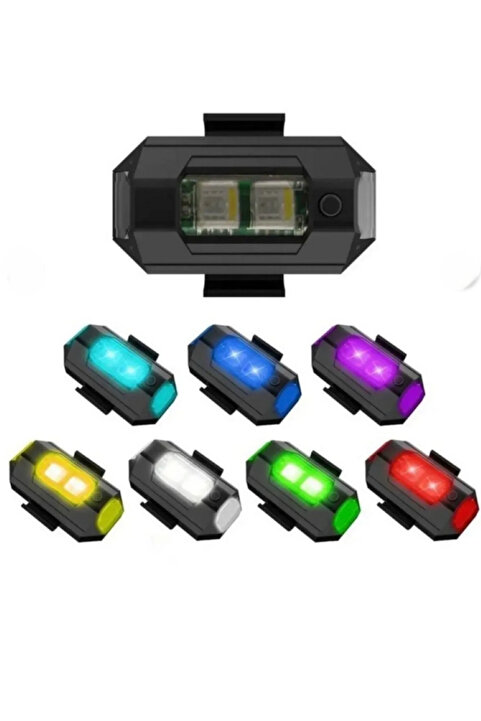 Genel Markalar Motor Drone Uçak Kanadı Led Şarjlı Kablosuz Mini Led Çakarlı Lamba RGB Çok Renkli 30 mod