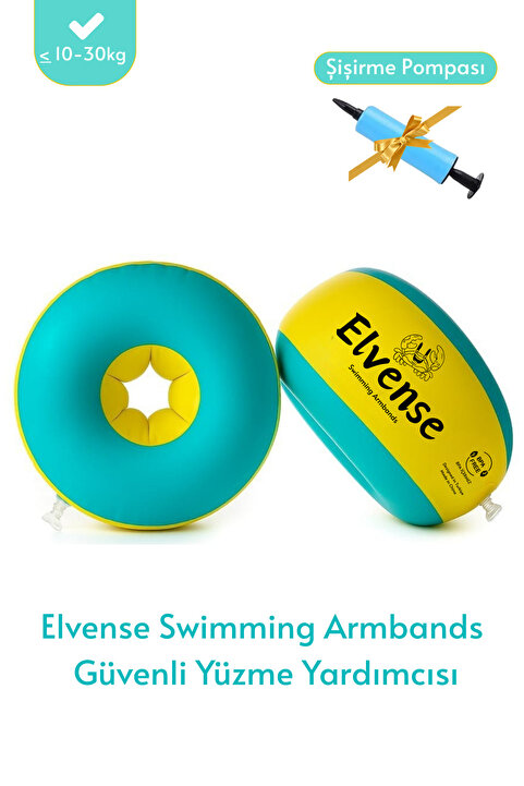 ELVENSE Çocuk Yüzme Kolluğu Seti (10-30 kg) – Pompalı + Taşıma Çantalı