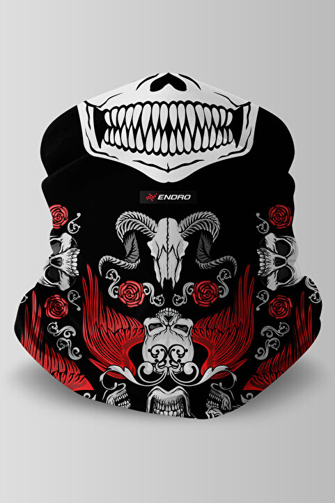 ENDRO Skulls N' Roses Motorcu Buff Maske Outdoor Boyunluk Unisex Bandana