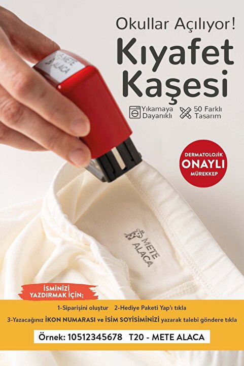 WOODCRAFT CREATIVE Kıyafet Kaşesi Özelleştirilebilir ve Dayanıklı Tasarım Öğrenci Kaşesi Kreş Kaşesi Okul Kaşesi