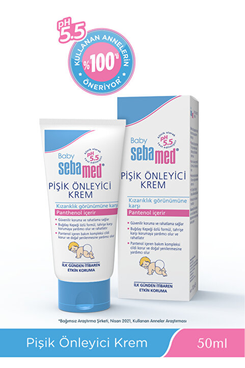 Sebamed Bebek Pişik Önleyici Krem 50 ml pH 5.5 Pantenol İçerikli Yoğun Koruyucu Hassas Nemlendirme