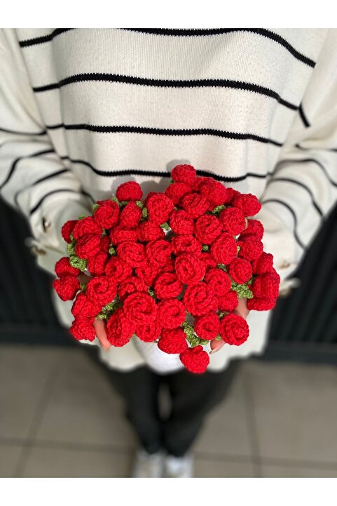 Ny Store Beauty Kırmızı güllü Buket battaniye buket şal90 cm