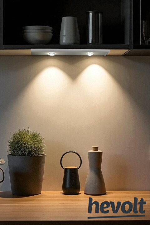 Hightek Sensörlü Kablosuz Şarjlı LED Kabin Dolap İçi Dekoratif Gece Lambası 3 Renk Işıklı 30cm Beyaz Kasa